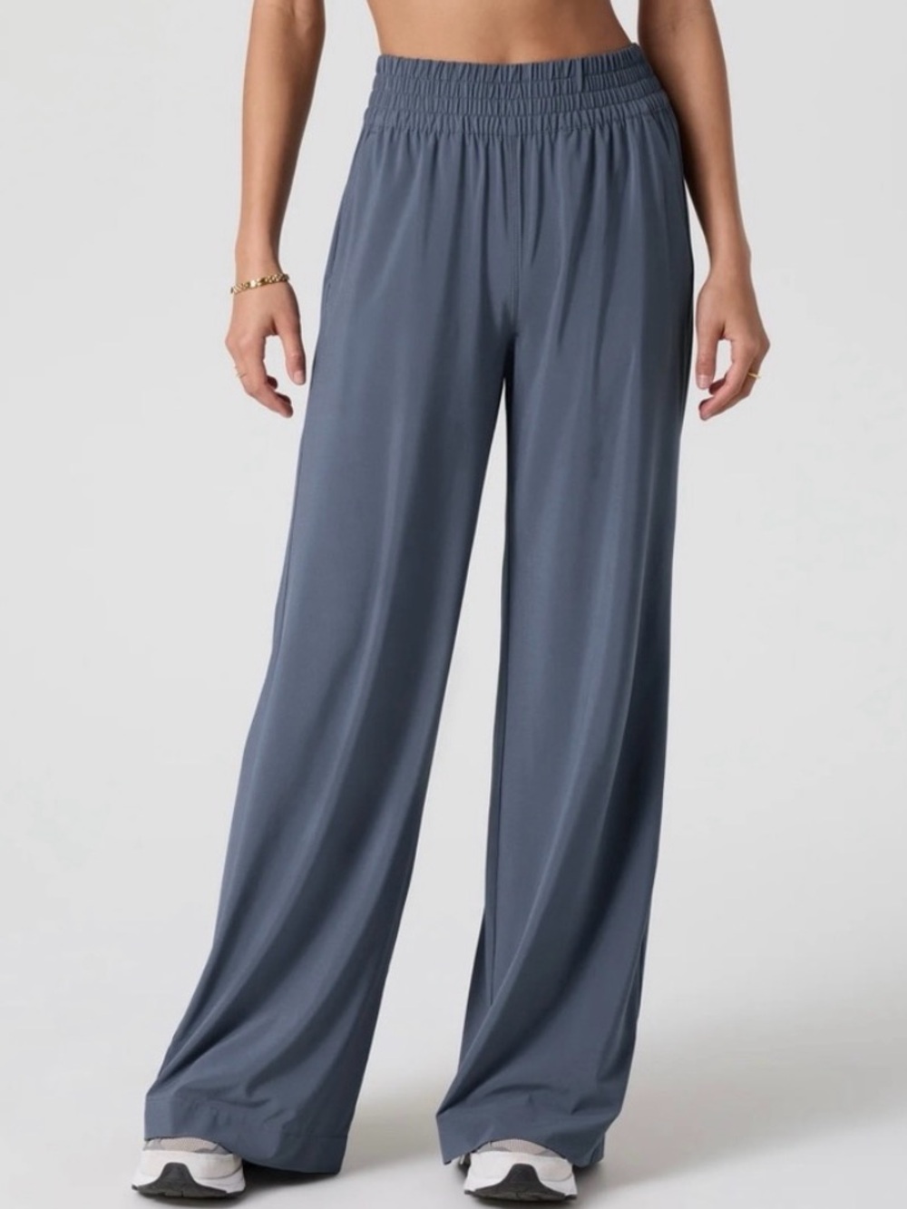 Vuori Villa Wide Leg Pants in Slate Blue / Azure